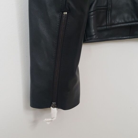 Slate & Willow Jacket Womens XL Black Leather Beaded Shoulder Leather Moto - Picture 5 of 12
